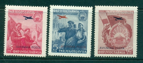 Yugoslavia-1949-Air-Mail-Opts-3d-hinge-thin-MLH-lot40403