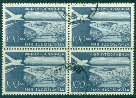 Yugoslavia-1951-100d-Airmail-Blk-4-FU-lot40654