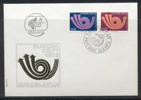 Yugoslavia-1973-Europa-Posthorn-Arrow-FDC