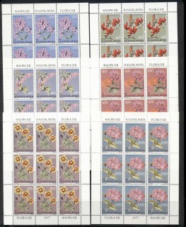 Yugoslavia-1977-Flowers-4xsheet-MUH