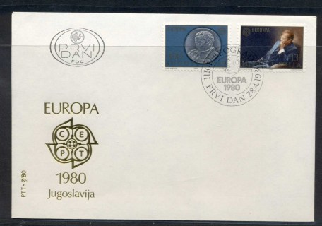 Yugoslavia-1980-Europa-Celebrities-FDC