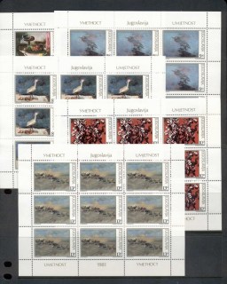 Yugoslavia-1981-Paintings-of-Animals-5xsheet-MUH