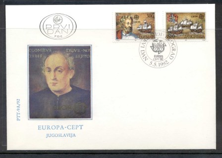 Yugoslavia-1992-Europa-Columbus-Discovery-of-America-FDC