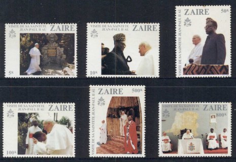 Zaire-1981-Pope-John-Paul-II-Visit-1st-Anniv-light-tone-spots-MUH