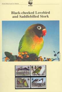 Zambia-1996 WWF Sad-Stork/Black-Cheek Lovebird