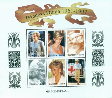 Zambia-1997 Princess Diana in Memoriam, Diana Out & About 500k MS