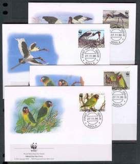 Zambia-1996 WWF Sad-Stork/Black-Cheek Lovebird FDC