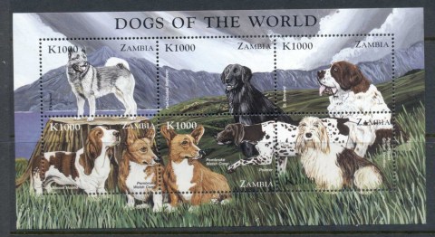 Zambia-1999-Dogs-of-the-World-sheetlet-MUH