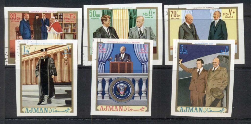 Ajman 1970 Mi#622-627B Dwight D Eisenhower, 34th President of USA IMPERF
