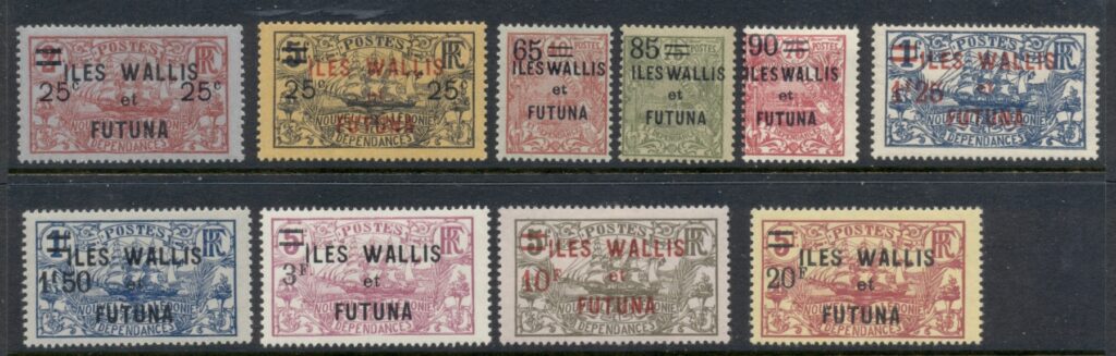 Wallis-Futuna-1924-27 Opts. On New Caledonia Surch. Ships &amp;amp; views