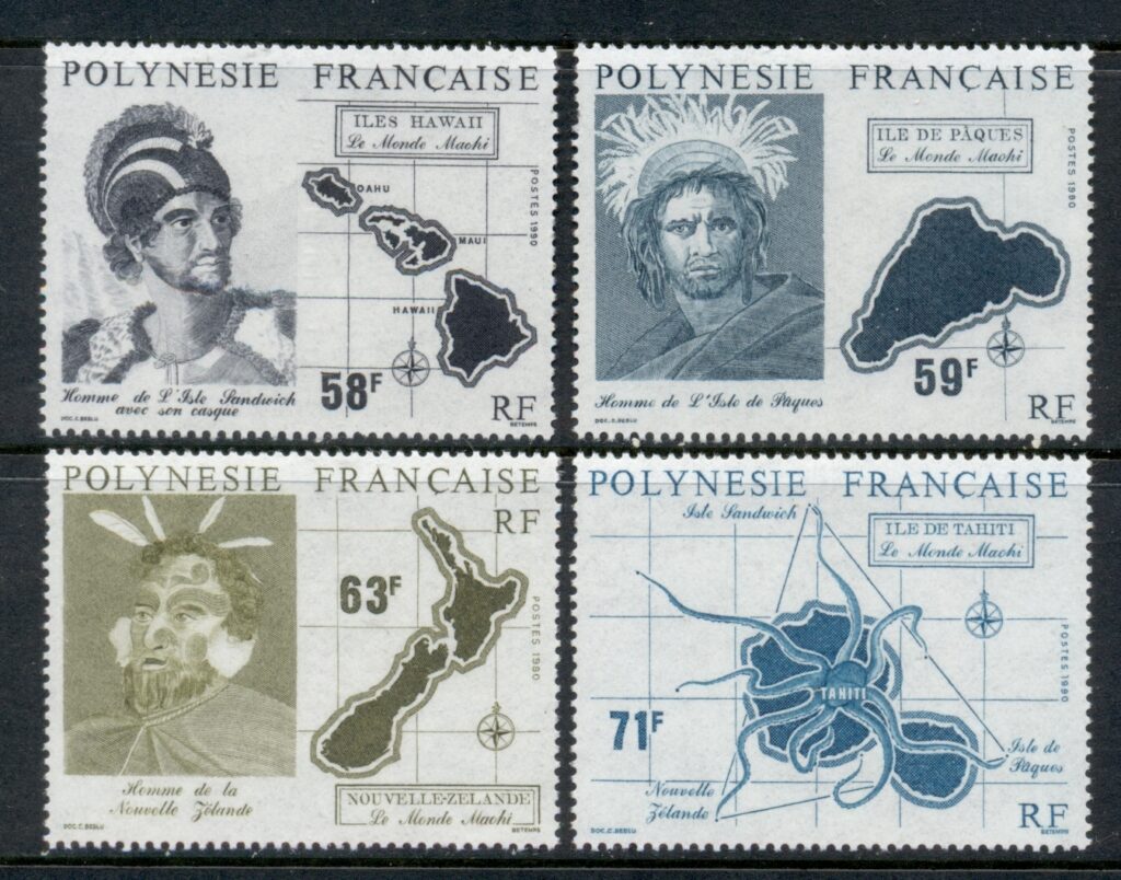 French-Polynesia-1990-Maori Settlers &amp;amp; Maps