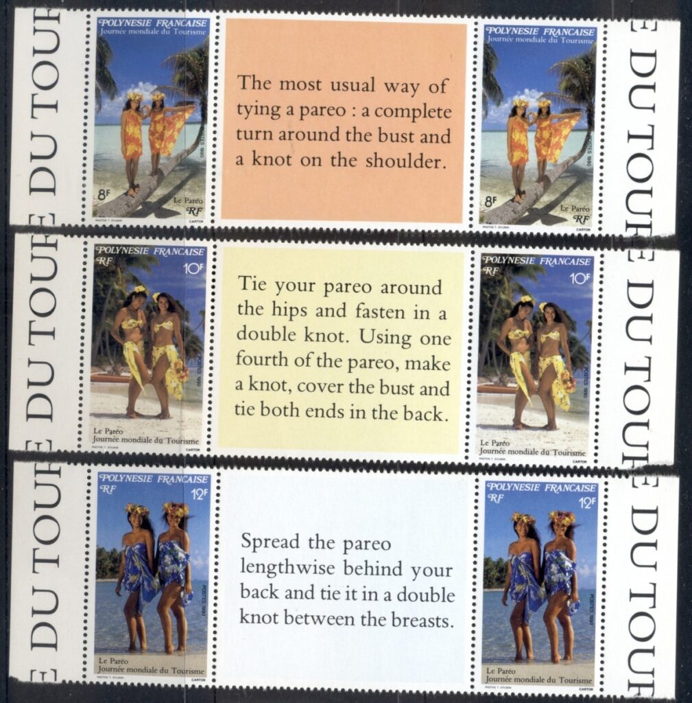 French-Polynesia-1990-Tourism Day, pareo gutter pr