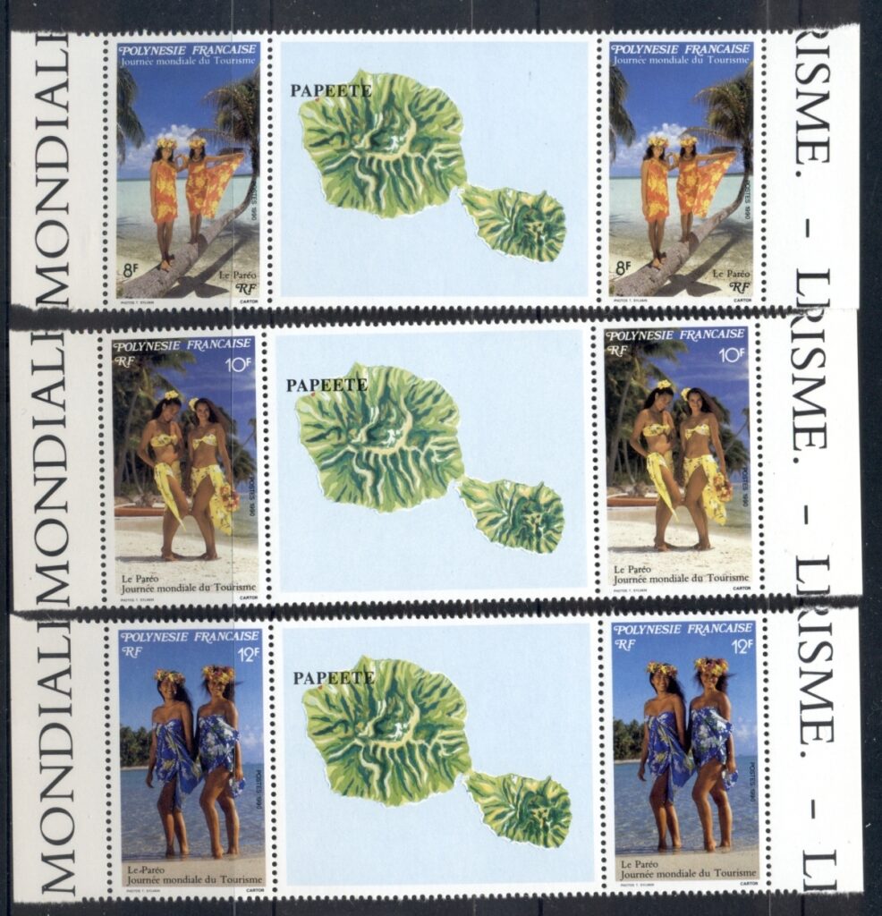 French-Polynesia-1990-Tourism Day, pareo gutter pr