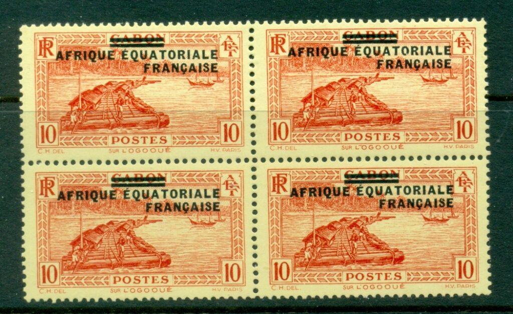 French Equatorial Africa 1936 Pictorial, Opt on Gabon 10c blk4