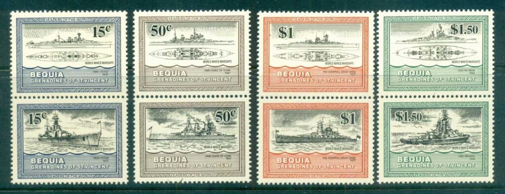 St-Vincent-Bequia-1985-WWII-Warships-prs-MUH