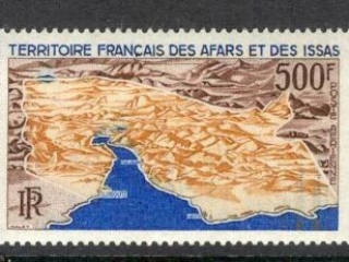 Afars &amp; Issas 1968 Air 500fr Map