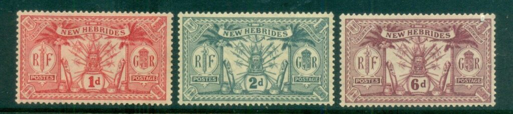 New-Hebrides -Br-1921 Native Idols Wmk Multi Crown &amp;amp;  CA