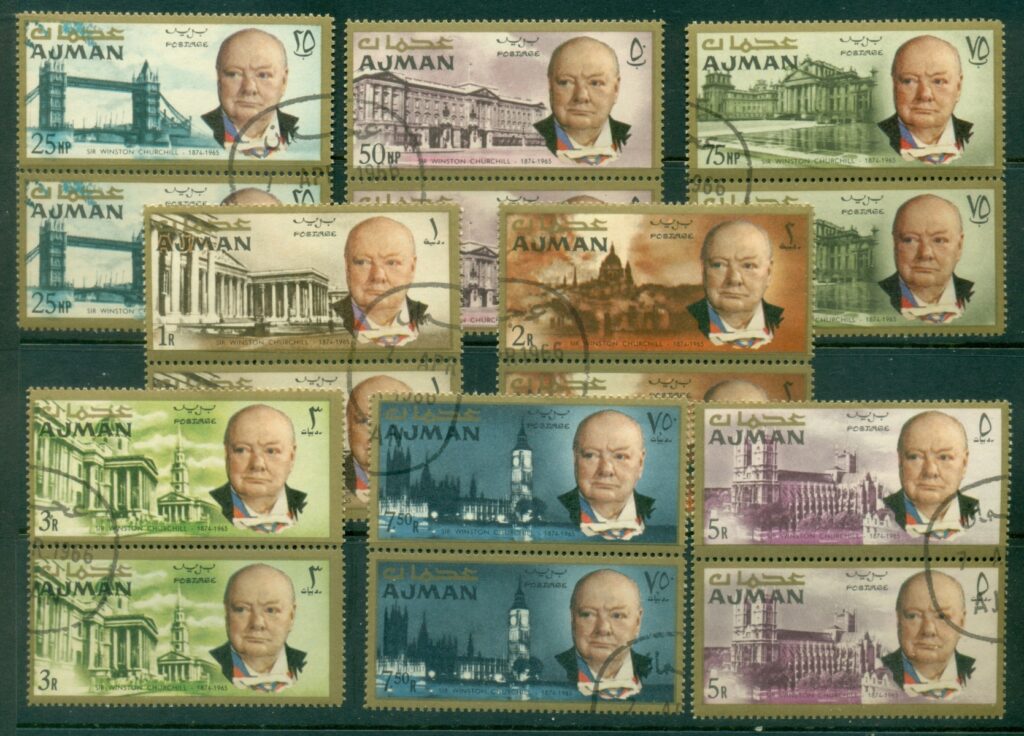 Ajman-1966-Mi85-92-Sir-Winston-Churchill-Pairs-CTO
