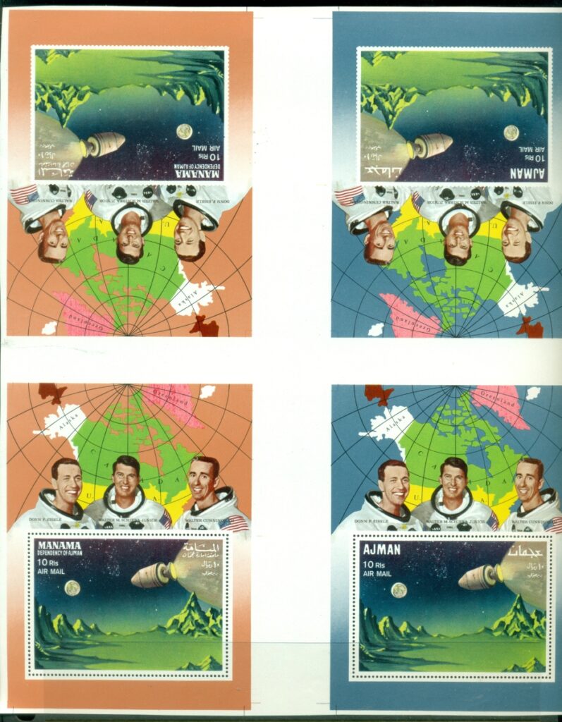 Ajman-1968-MiMS67-68AB-Apollo-7-Space-Mission-uncut-Press-sheet-MS-XL-Shipping-MUH
