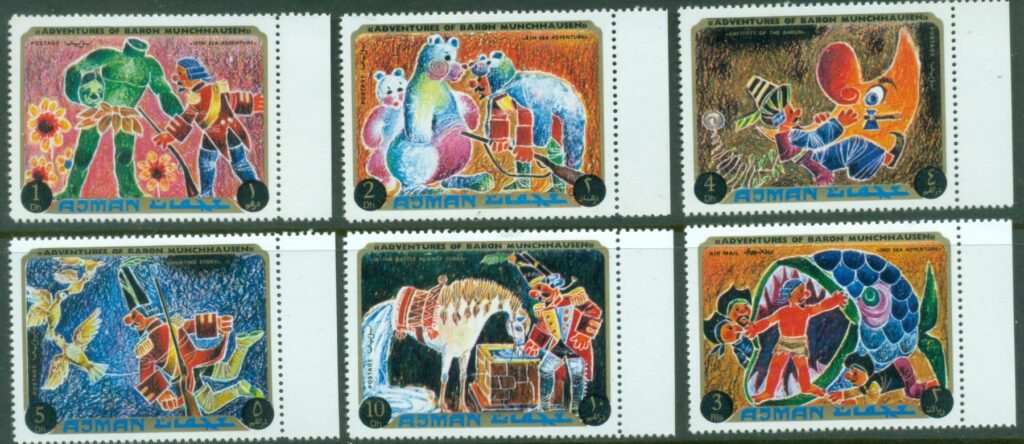 Ajman-1971-Mi1021-1026-The-Adventures-of-Baron-von-Munchausen-MUH