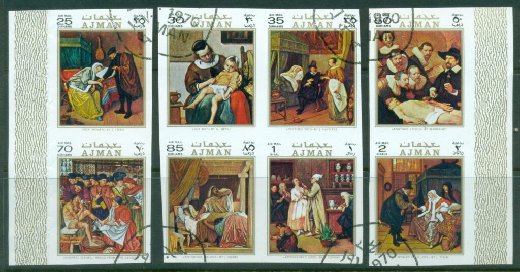Ajman-1971-Mi710-717B-Charity-Paintings-IMPERF-CTO_2
