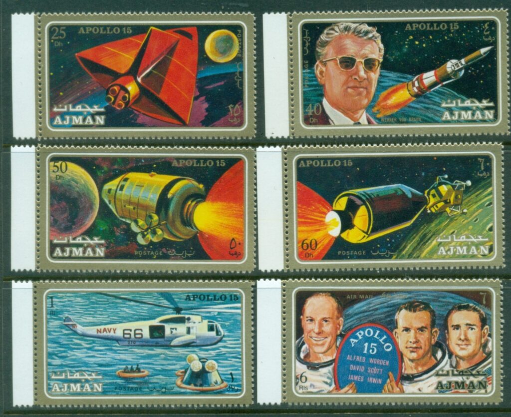 Ajman-1971-Mi862-867-Apollo-15-Space-Mission-MUH