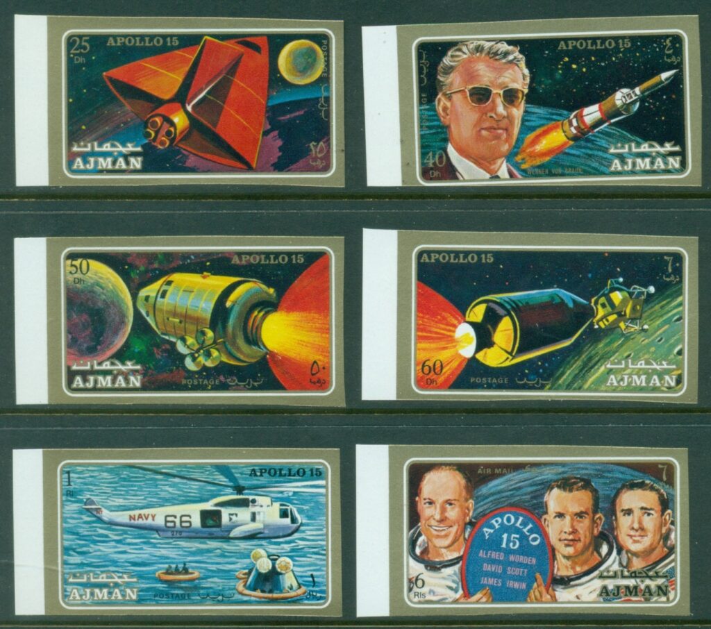 Ajman-1971-Mi862-867B-Apollo-15-Space-Mission-IMPERF-MUH