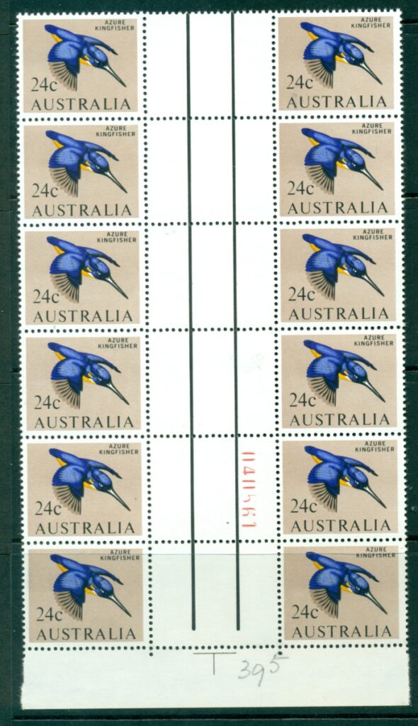 Australia-1966-71-24c-Azure-Kingfisher-Sheet-Gutter-Blk12-MUH-Lot29636