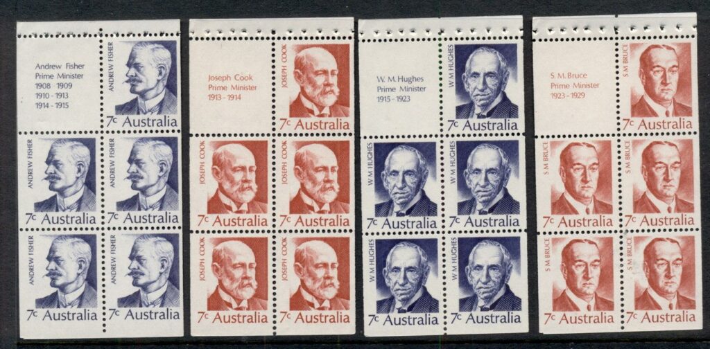 Australia-1972-Prime-Ministers-booklet-panes-MUH