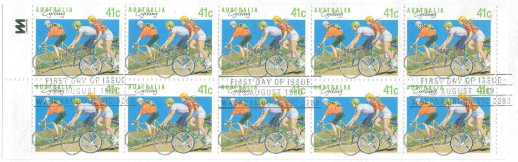 Australia-1990-Sports-10-x-41-cent-Multi-P14x14-5-Cycling