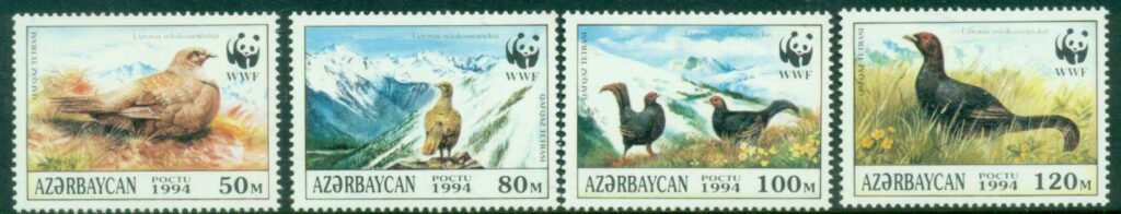 Azerbaijan-1994-Birds-The-Caucasian-Black-Grouse-MUH