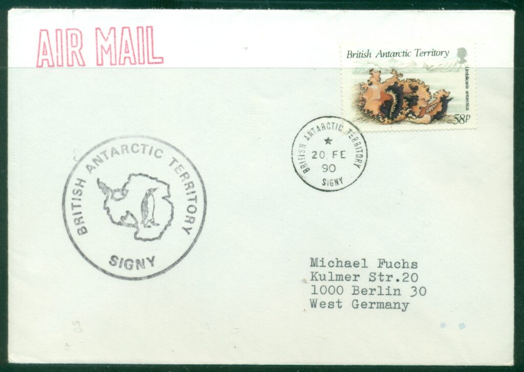 BAT-1990-Lichens-58p-Signy-to-Germany-cover