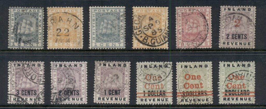 British-Guiana-1876-on-Seal-of-Colony-Asst-inc-Opts-MLH-FU