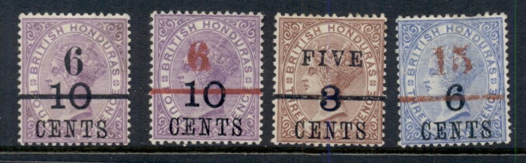 British-Honduras-1891-QV-Portrait-Surcharges-Asst-MLH