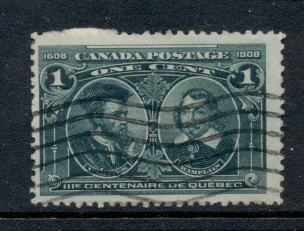 Canada-1908-Quebec-Tercentenary-1c-paper-adhesion-FU