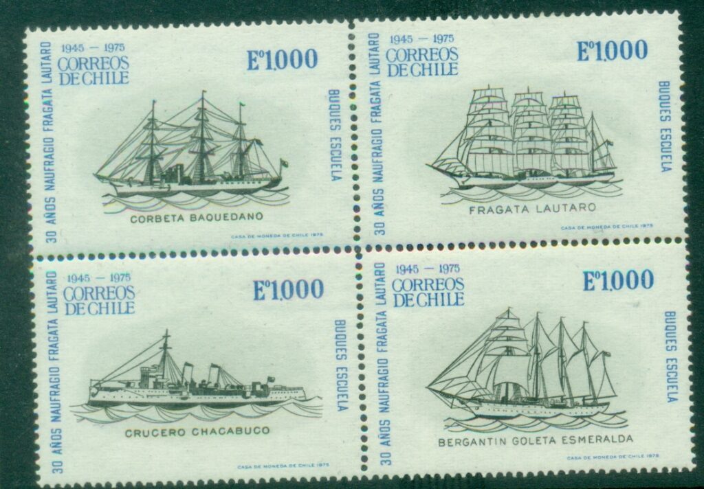 Chile-1975-The-30th-Anniversary-of-Shipwreck-of-Sail-Frigate-Lautaro-1000e-block-4-MLH
