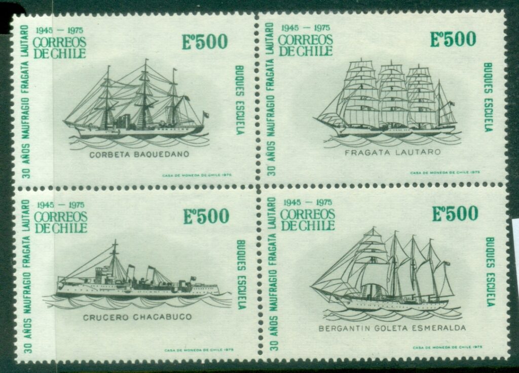 Chile-1975-The-30th-Anniversary-of-Shipwreck-of-Sail-Frigate-Lautaro-500e-block-4-MLH