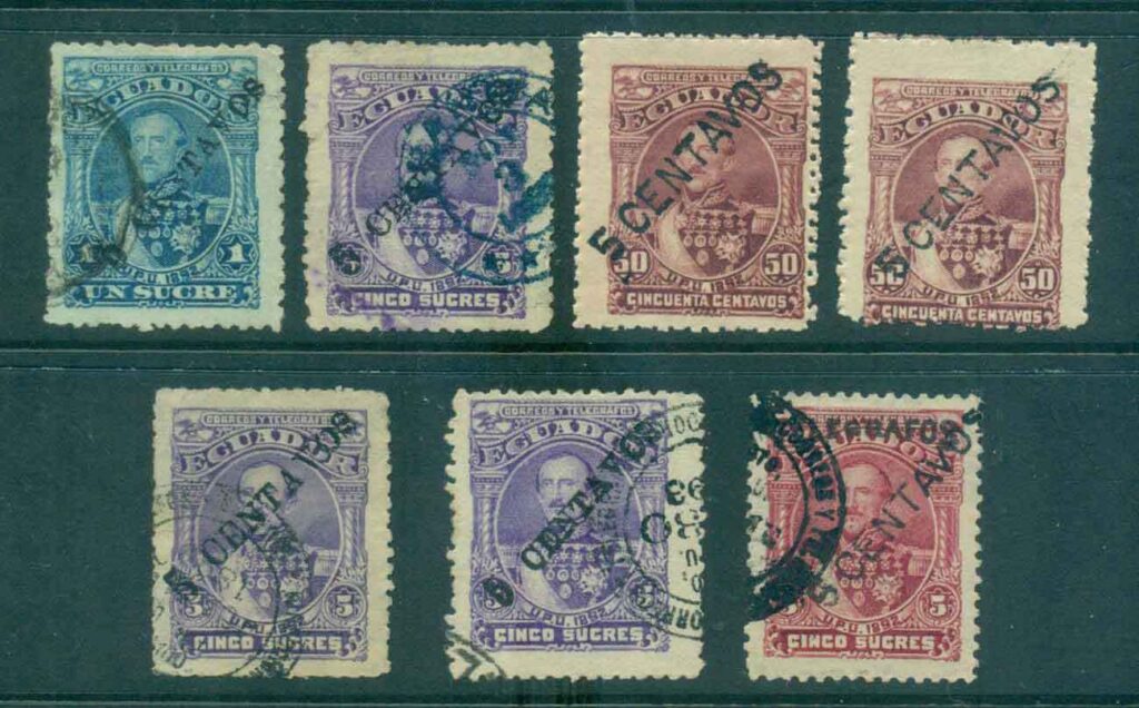 Ecuador-1893-Pres-jpg-Juan-Flores-Surcharges-Asst-MLH-FU-Lot46584.jpg