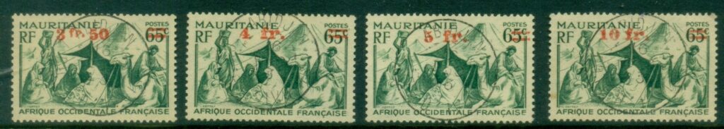 French-West-Africa-1943-Surcharges-on-Mauritania-FU