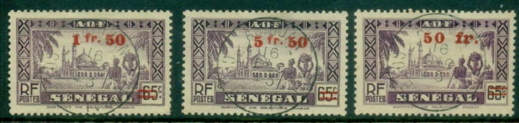 French-West-Africa-1943-Surcharges-on-Senegal-FU
