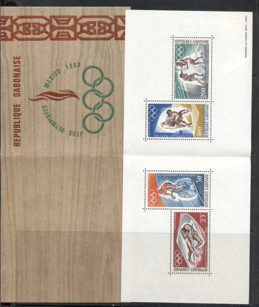 Gabon-1968-Summer-Olympics-Mexico-MS-folder-MUH