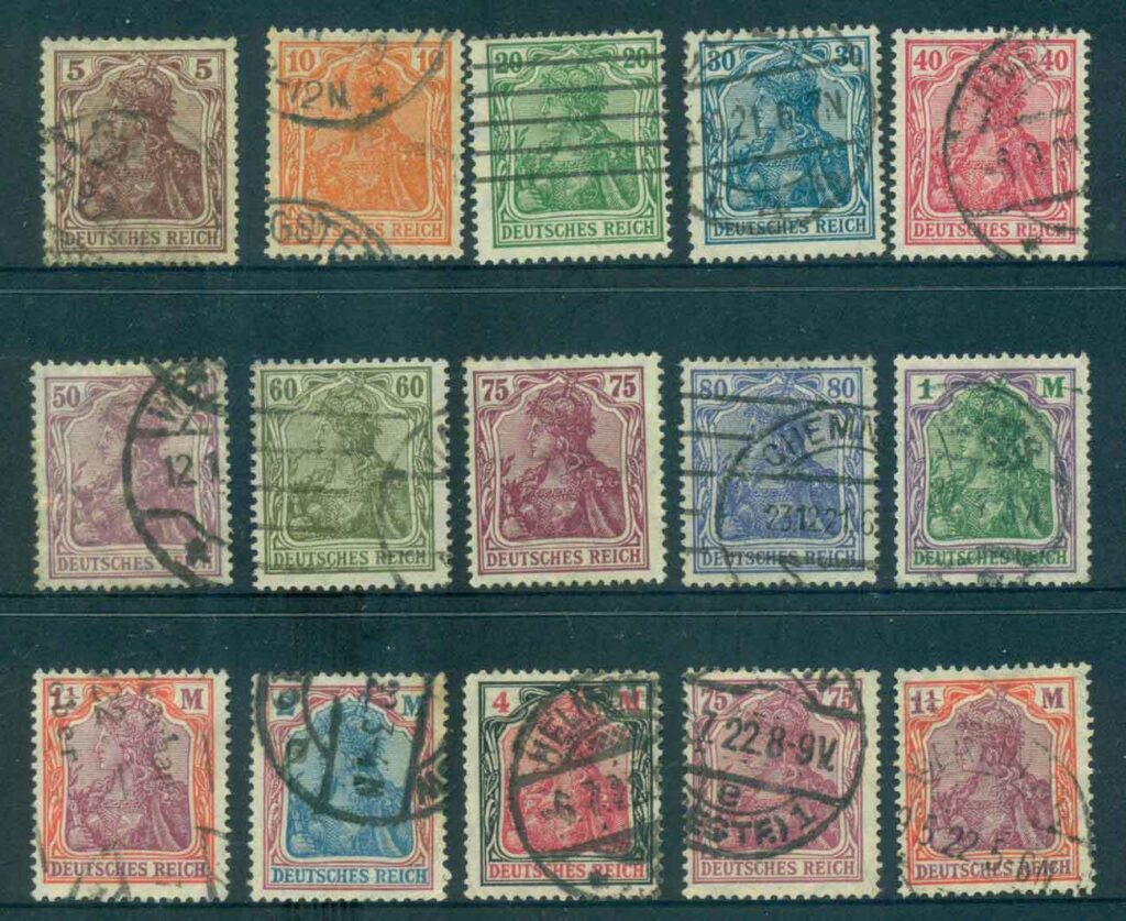 Germany-Empire-1920-22-Germania-Asstfaults-FU-lot43718