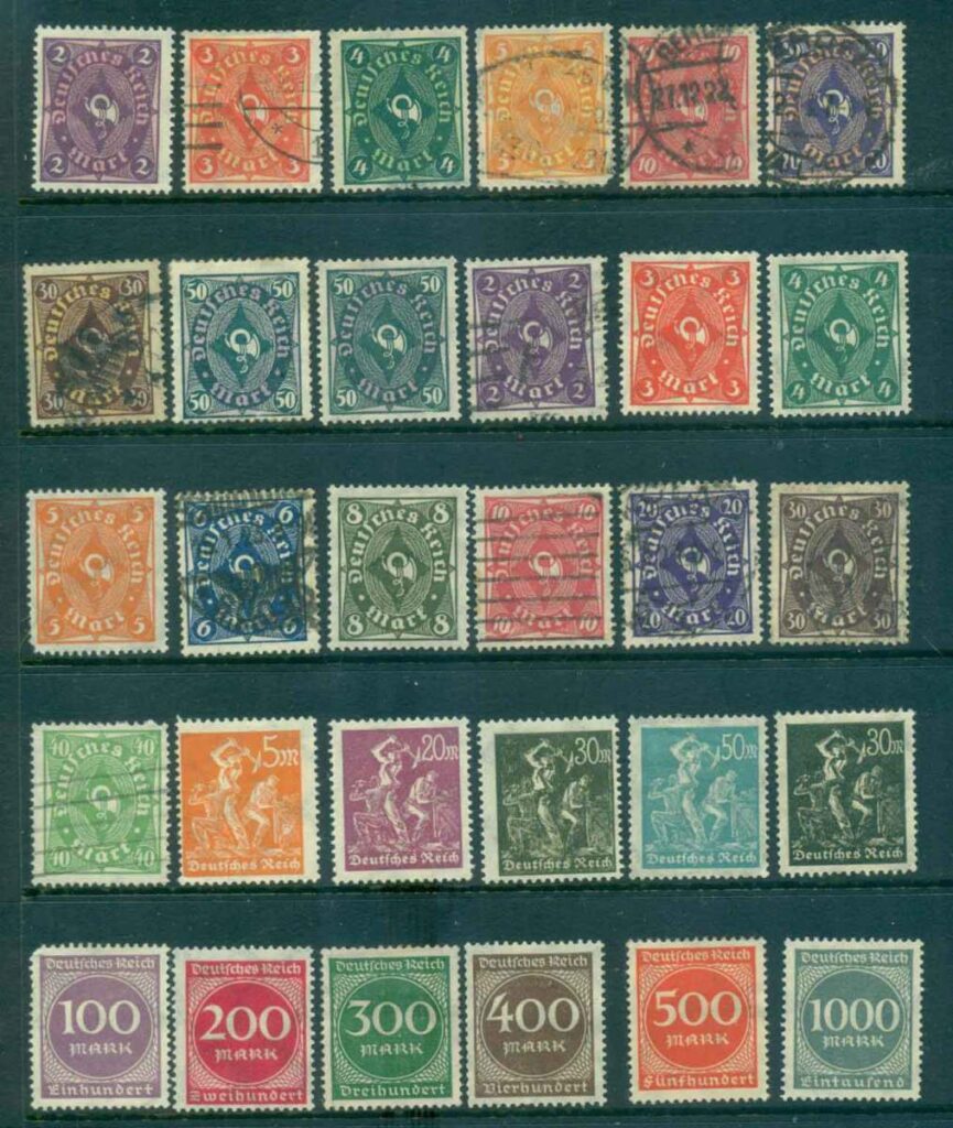 Germany-Reich-1922-23-Posthorn-Workers-Asst-MH-FU-lot43727