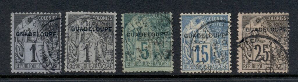 Guadeloupe-1891-French-Colonies-Opts-Asst-FU