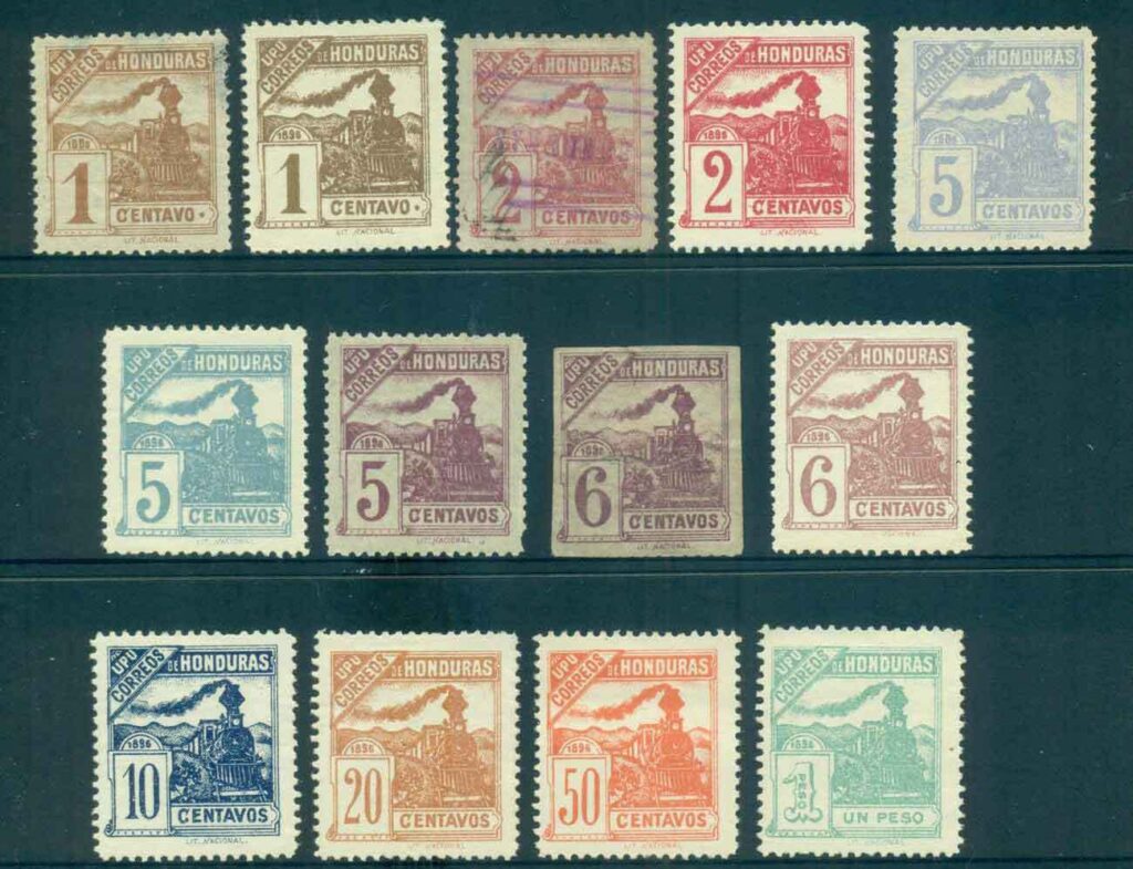 Honduras-1898-Railroad-Train-Asst-jpg-faults-FU-MH-lot51250.jpg