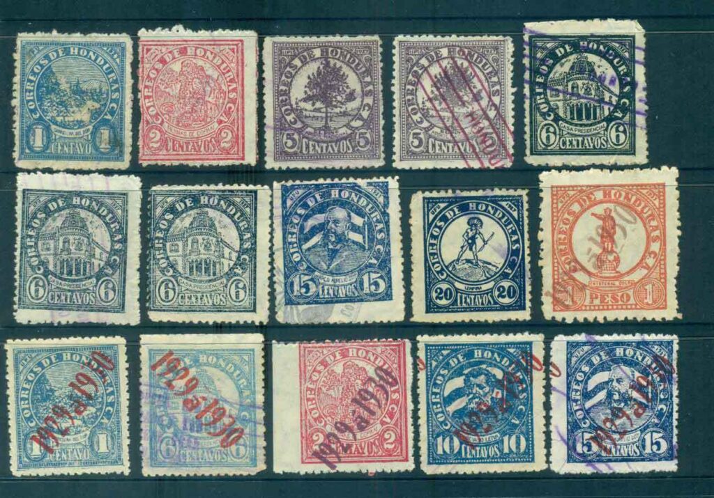 Honduras-1927-30-Inc-Ots-Asst-jpg-faults-FU-lot51260.jpg