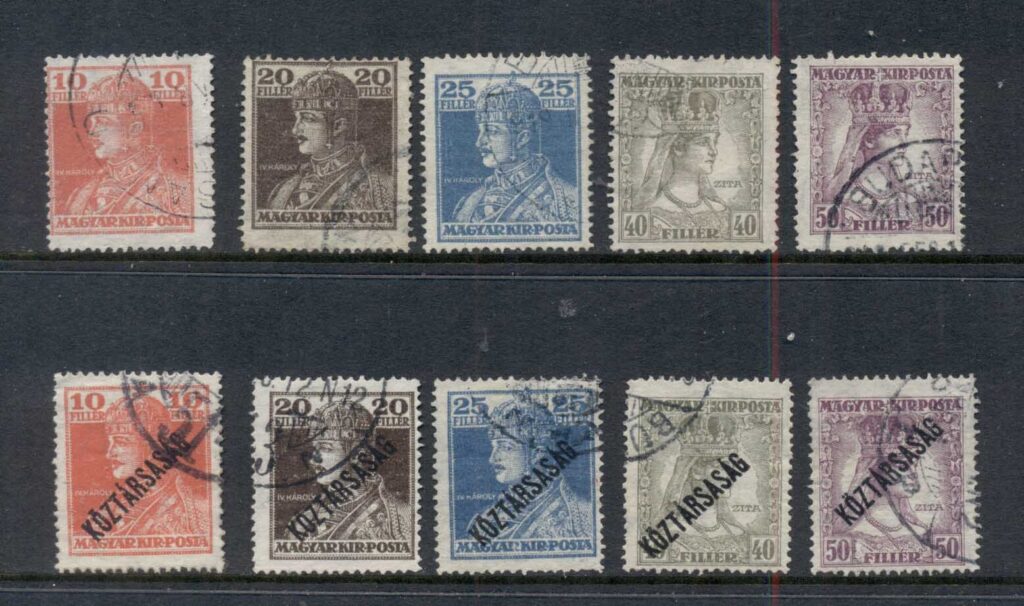 Hungary-1918-Charles-V-Queen-Zita-Asst-inc-opt-FU