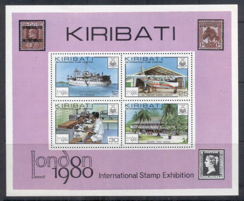 Kiribati-1980-London-80-Stamp-Ex-MS-MUH