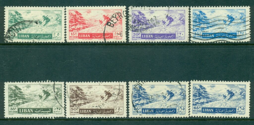 Lebanon-1955-Skiing-among-the-Cedars-Air-8-FU-MNG-lot36939