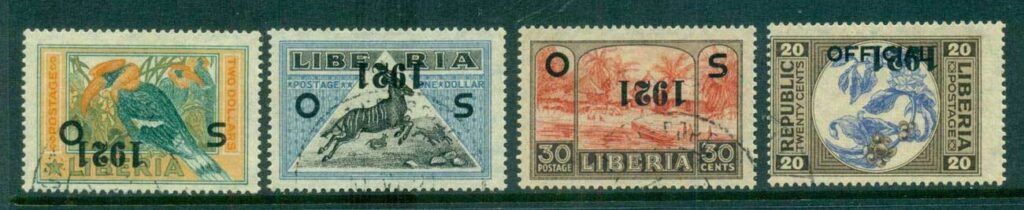 Liberia-1921-Officials-Pictorials-Asst-INVERTED-Opts-FU-CTO-Lot56800